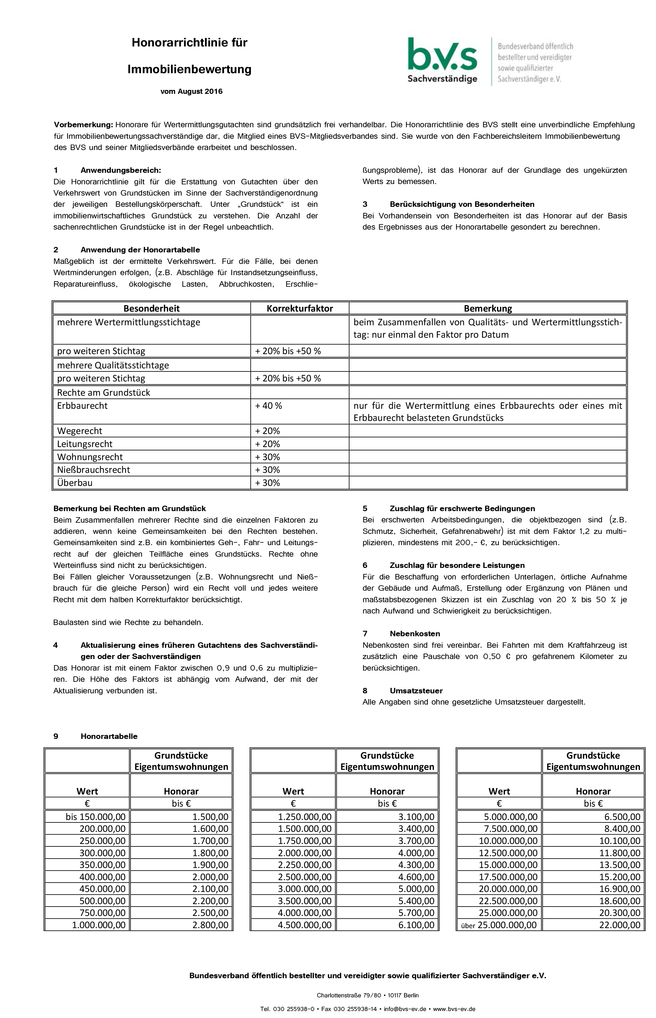 Honorar - Sachverständigenbüro Ancker